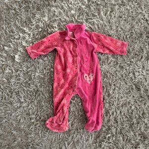 Carters Pink Velour Heart Footie
